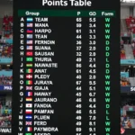 FIFA GROUPS STANDINGS