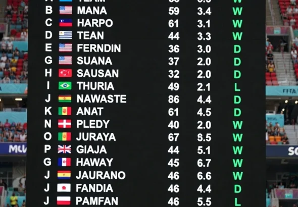 FIFA GROUPS STANDINGS