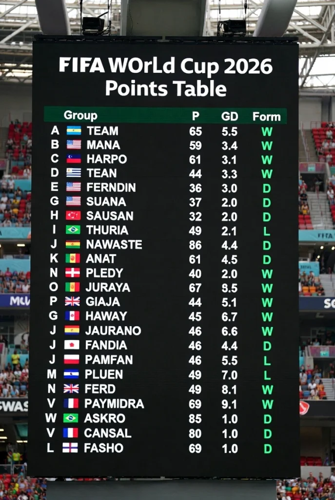 FIFA GROUPS STANDINGS